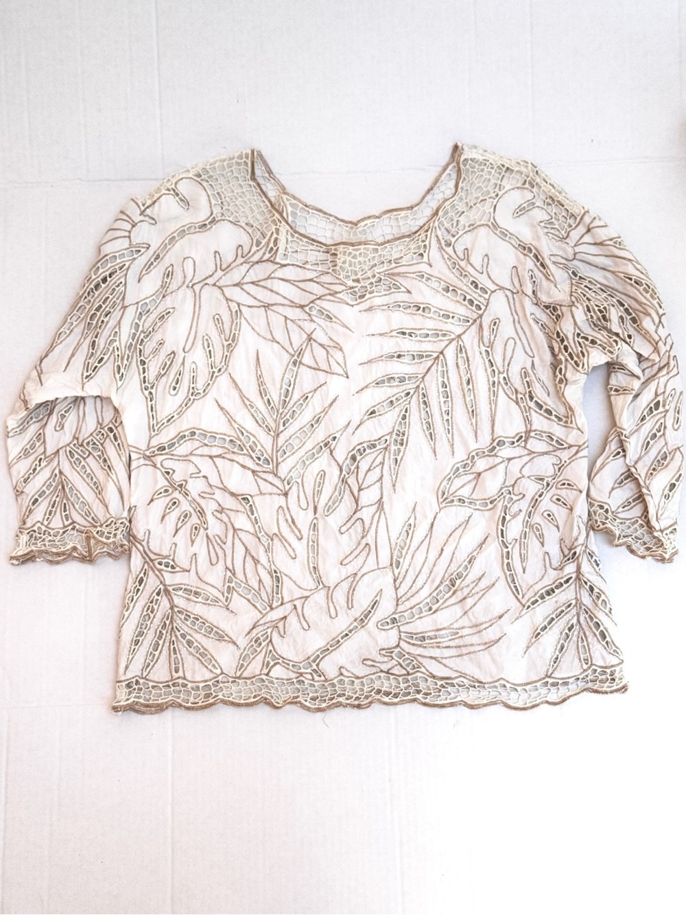faith Embroidered Cream Leaf Lace Blouse